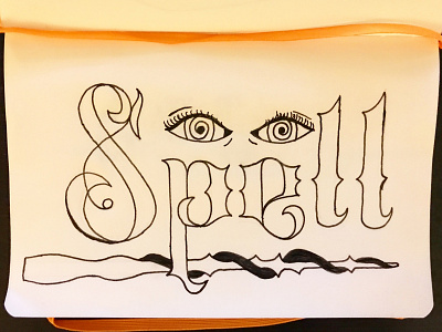 Spell eyes hand lettering illustration inktober lettering magic spell wand