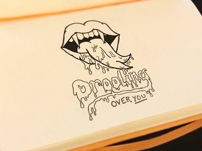 Drooling drips drooling halloween hallowtines hand lettering illustration inktober lettering lips valentine vampire