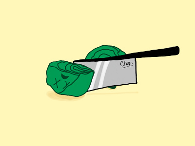Chop character chef death hand lettering illustration knife lettering lettuce