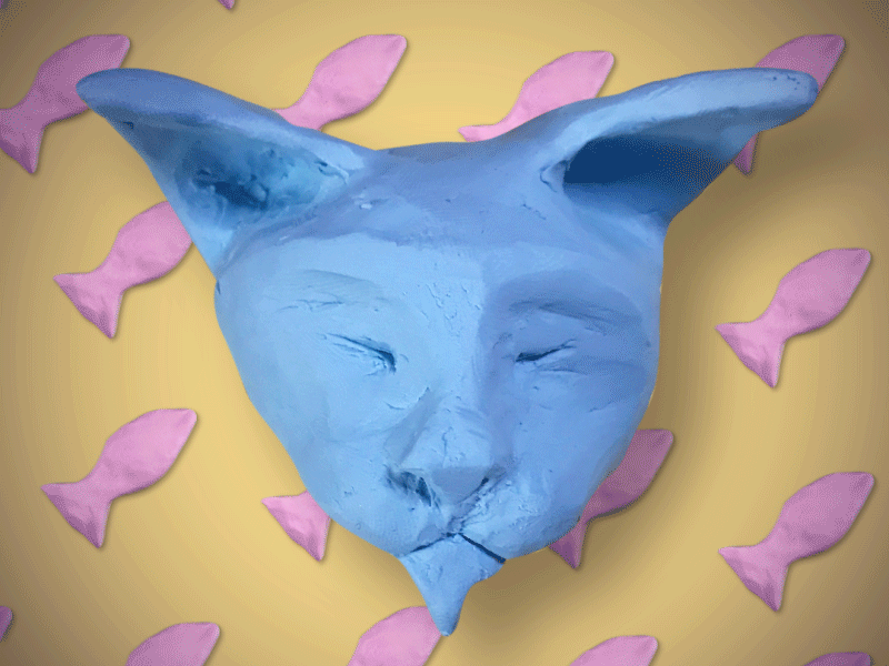 Salmon Dreaming animation cat clay claymation fish loop stop motion stopmotion