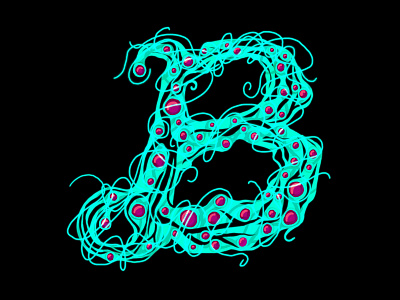 B 36 days of type alphabet b bright glow hand lettering handlettering illustrated letters illustration lettering nature neon organic psychedelic string