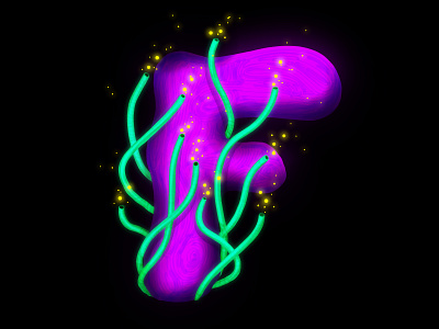 F 36 days of type alien bioluminescence design f glow hand lettering illustration lettering nature neon ocean organic