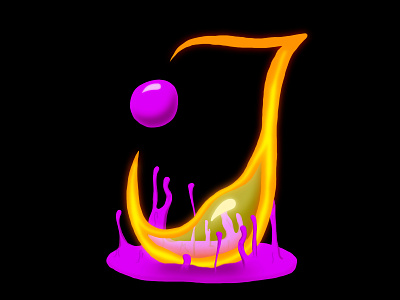 J 36 days of type alien circle drip fluid glow hand lettering handlettering illustration j lettering liquid nature neon orb organic