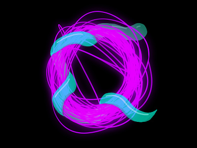Q 36 days of type alien design glow hand lettering handlettering illustration lettering nature neon organic psychedelic q