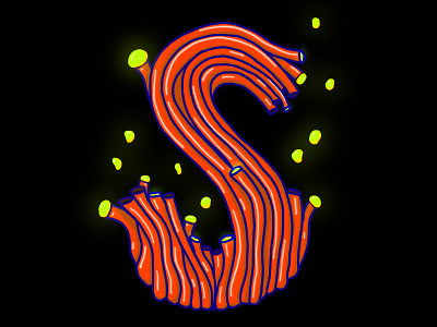 S 36 days of type alien design glow hand lettering handlettering illustration lettering nature neon organic plants s tubes