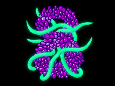 8 36 days of type 8 alien bubbles design glow hand lettering handlettering illustration lettering nature neon organic plants pods seed tenticals transparent wrap wrapped