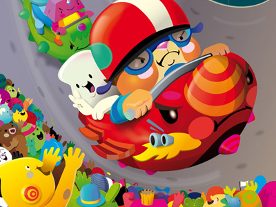 Motodrom - colored version bubblefriends character design exhibition illustration vector