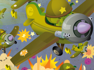 Flying Deep angry attack bubblearmy bubblefriends character design explosion explosive green army military plane soldier star