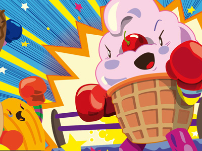 First Round boxing boxsport bubblefriends characterdesign cute icecream vector