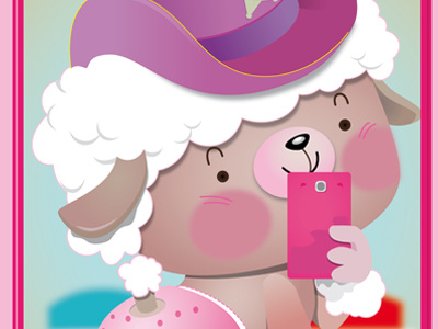 Pinky Selfie bubblefriends character cute hat illustration selfie vector