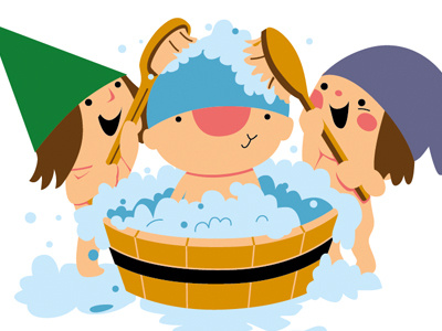 Bubblefriends Bath bath bubble bubblefriends children dwarfs fun illustration illustrator laughing vector