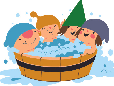 Bubblefriends Bath 2 bath bubble bubblefriends children dwarfs fun illustration illustrator laughing simple smile vector