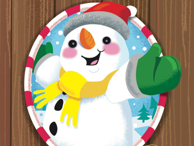 Snowman bubblefriends greetings illustration smile snow snowman wood