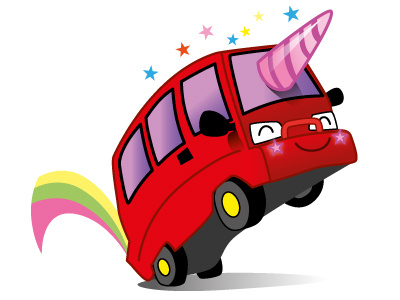 Unicorn Minivan bubblefriends car character einhorn emotions illustration magic minivan subarulibero unicorn vector