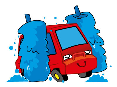 Minivan Wellness bubblefriends bubbles car carwash character emotions illustration minivan relaxing vector water wellness