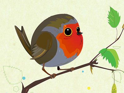 Rotkehlchen - Robin bird bubblefriends cute flower illustration illustrator nature vintage