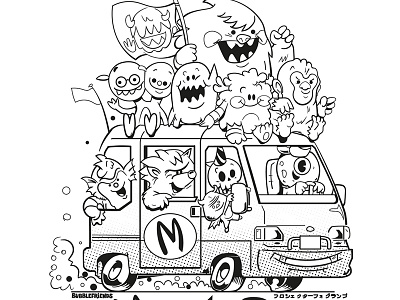 Monsterbus Bubblefriends bubble bubblefriends character illustration minivan monster subarulibero vector