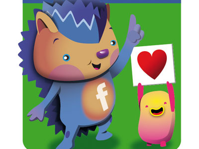 Like-button character children colorful cute fun funny heart hedgehog illustration like vector