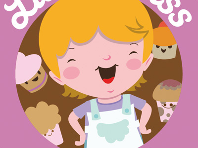 Little Miss2 cupcakes cute girl laughing logo