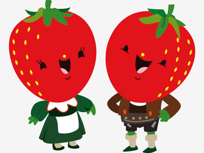 Strawberry bubblefriends characters female green laughing male red smile strawberry traditional traditional dress