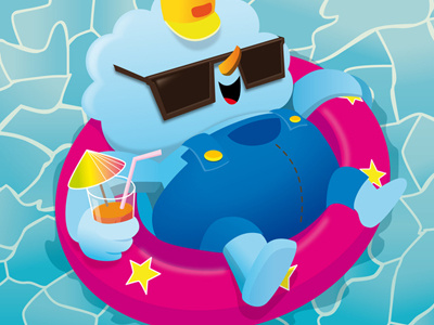 Sunny bubblefriends character illustration pool vector