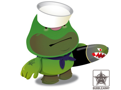 Torpedo bubbleary bubblefriends character design green military navy soldier torpedo vector
