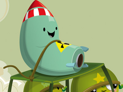 Nuclear Missile bubblearmy bubblefriends car character design green army military nuclear missile soldier