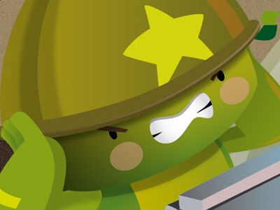 Attack 1 bubblearmy bubblefriends character design cute green military soldier vector