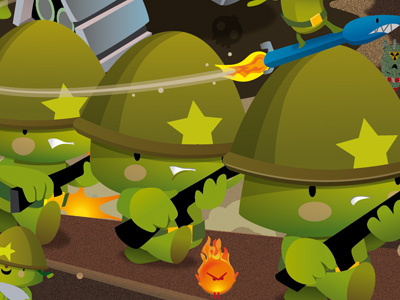 Attack 2 attack bubblearmy bubblefriends character design green army marching military soldier