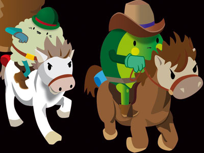 Unchained2 bubblefriends character cowboy horse illustration vector