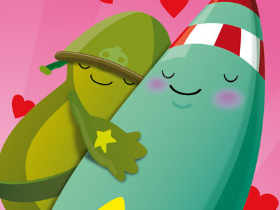 Valentine's Day atom bomb bubblearmy bubblefriends character design cute green military soldier vector