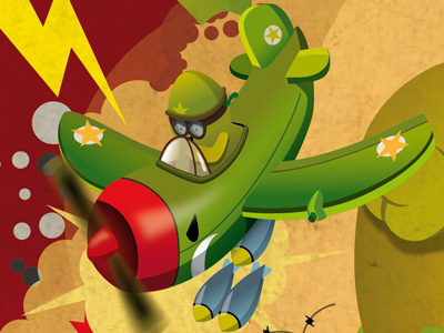 Flying airforce. attack bubblearmy bubblefriends character design green army military plane soldier