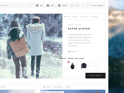 Travel Page fashion filter shop ui ux