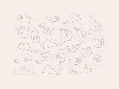 Line Illustrations apple cloud fish fun illustration kids plane