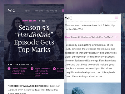 Winteriscoming.net Mobile UI Redesign card game got hbo mobile of post thrones ui ux