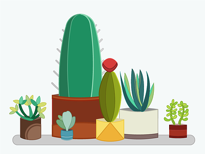 Home Desert Garden cactus geometric plants pots succulent symbol vector