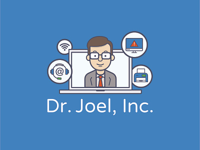 IT professional avatar Illustration avatar blue computer design dr icon illustration it logo printer support website wifi