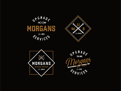 Morgans Upgrade Service Logo construction established gold icon logo nail service typography upgrade vector white