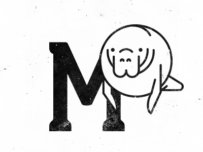 M is for . . . animal animal alphabet geometric illustration manatee sea cow texture