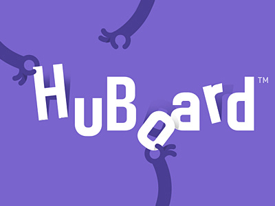 HuBoard Launch! branding hands logo purple typography