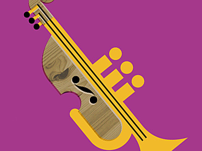 Trumpolin geometric illustration mash up music trumpet violin
