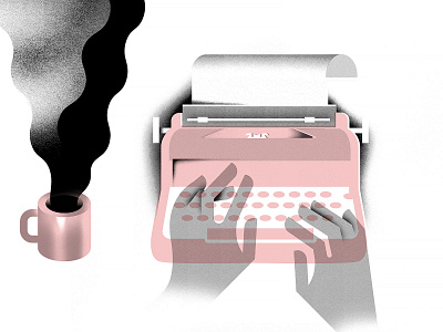 click click clickity click coffee editorial illustration geometric hands illustration texture typewriter