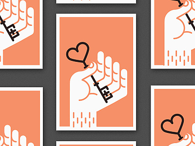 I ❤ U alot-ish card hand heart illustration key letterpress