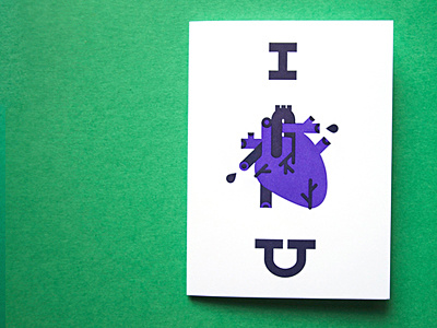 noʎ ʇɹɐəɥ ı card cards chippd heart illustration letter pressed typography