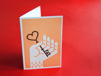 Key to My ♥ card hand illustration key letter press letter pressed love print