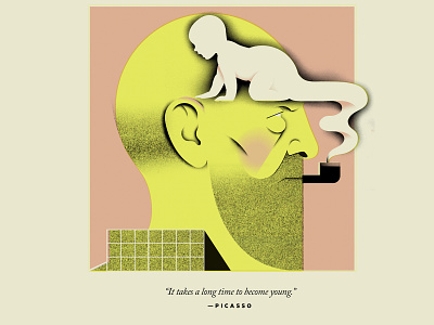 It takes a long time to become young artist editorial illustration illustration picasso portrait quote