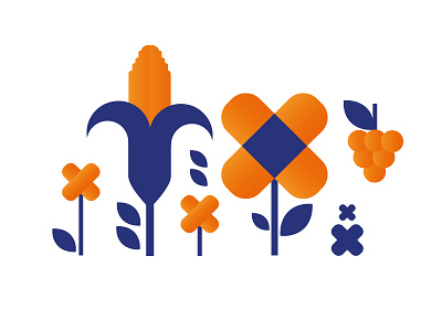 Had a farm agribusiness agriculture corn farm flower food grapes icons illustration leaves wip