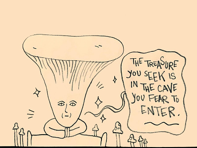 Advice from a mushroom cartoon cartooning doodle drawing mystical pencil psychedelic sketch