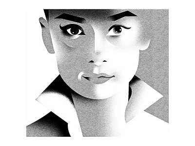 Audrey audrey audrey hepburn face grain grainy illustration portrait