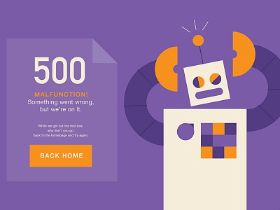 500 - Malfunction! 404 500 beep boop crazy error geometric illustration malfunction robot